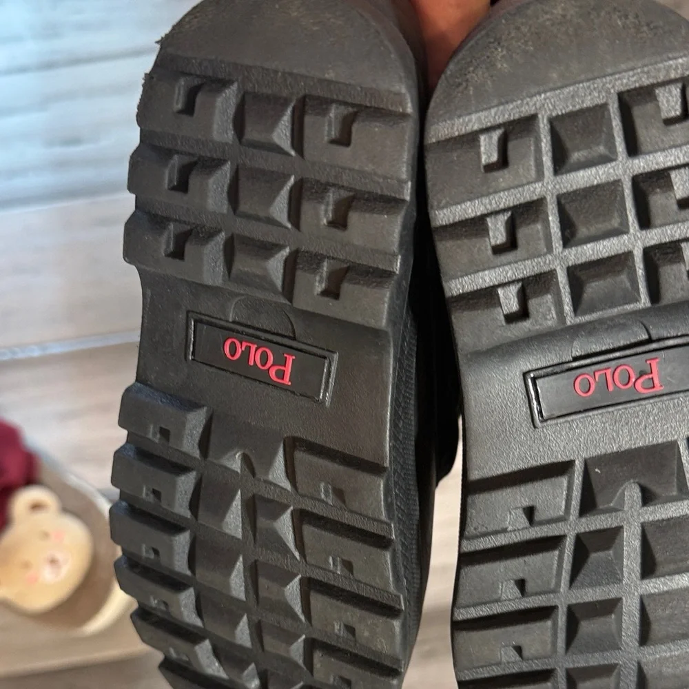 Polo by Ralph Lauren Black Kids Winter Boots with Red Logo